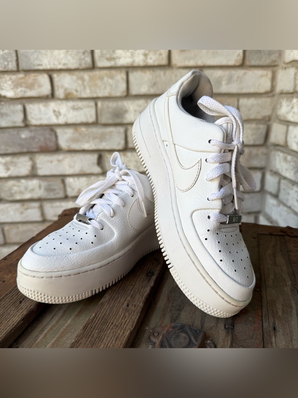 Nike AF1 Air Force Ones White Leather Sneaker Tennis Shoe